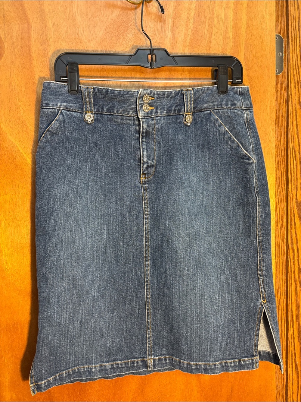 Sonoma Blue Denim Pencil Skirt with Side Slits